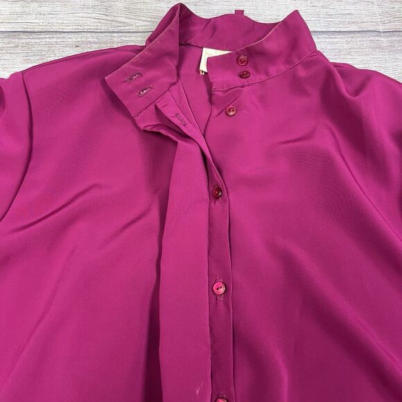 Pendleton Blouse Classic Business Vintage Long Sleeve Size 8 Pink Fuchsia - Picture 12 of 15